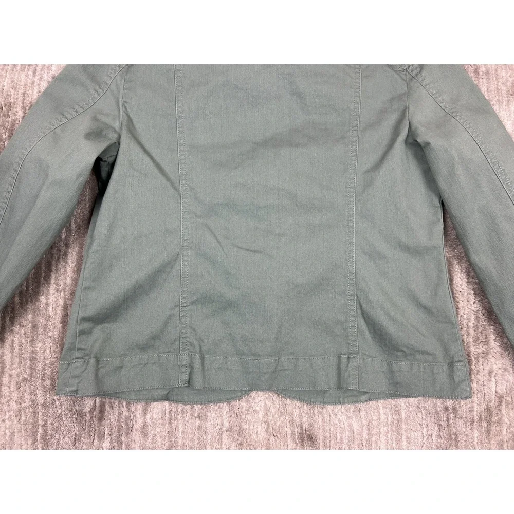 The Tog Shop Jacket Womens S Sage Green Button Front Cotton Stretch Utility Coat